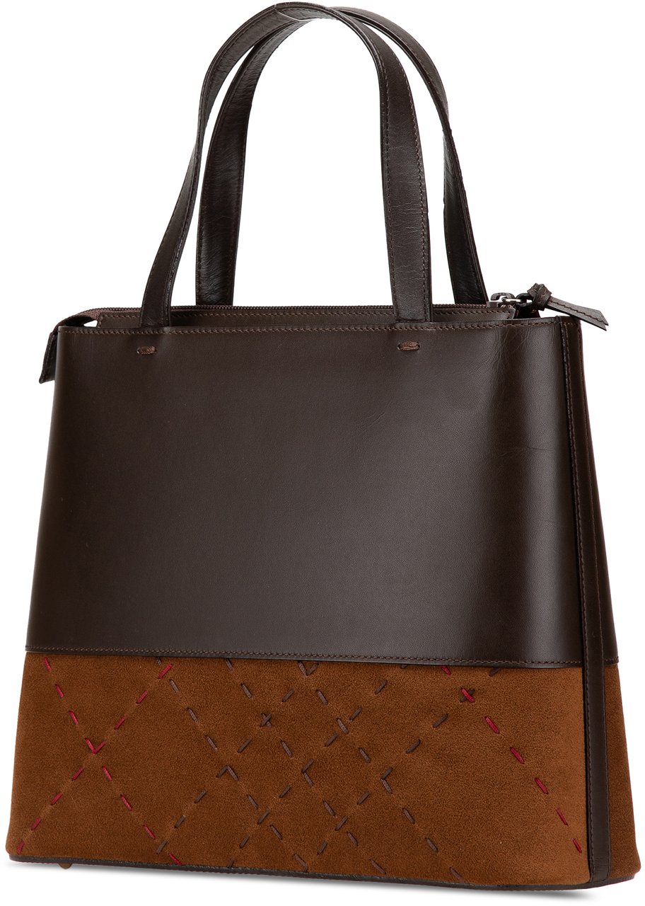 Burberry Leather and Suede Stitch Tote Bruin
