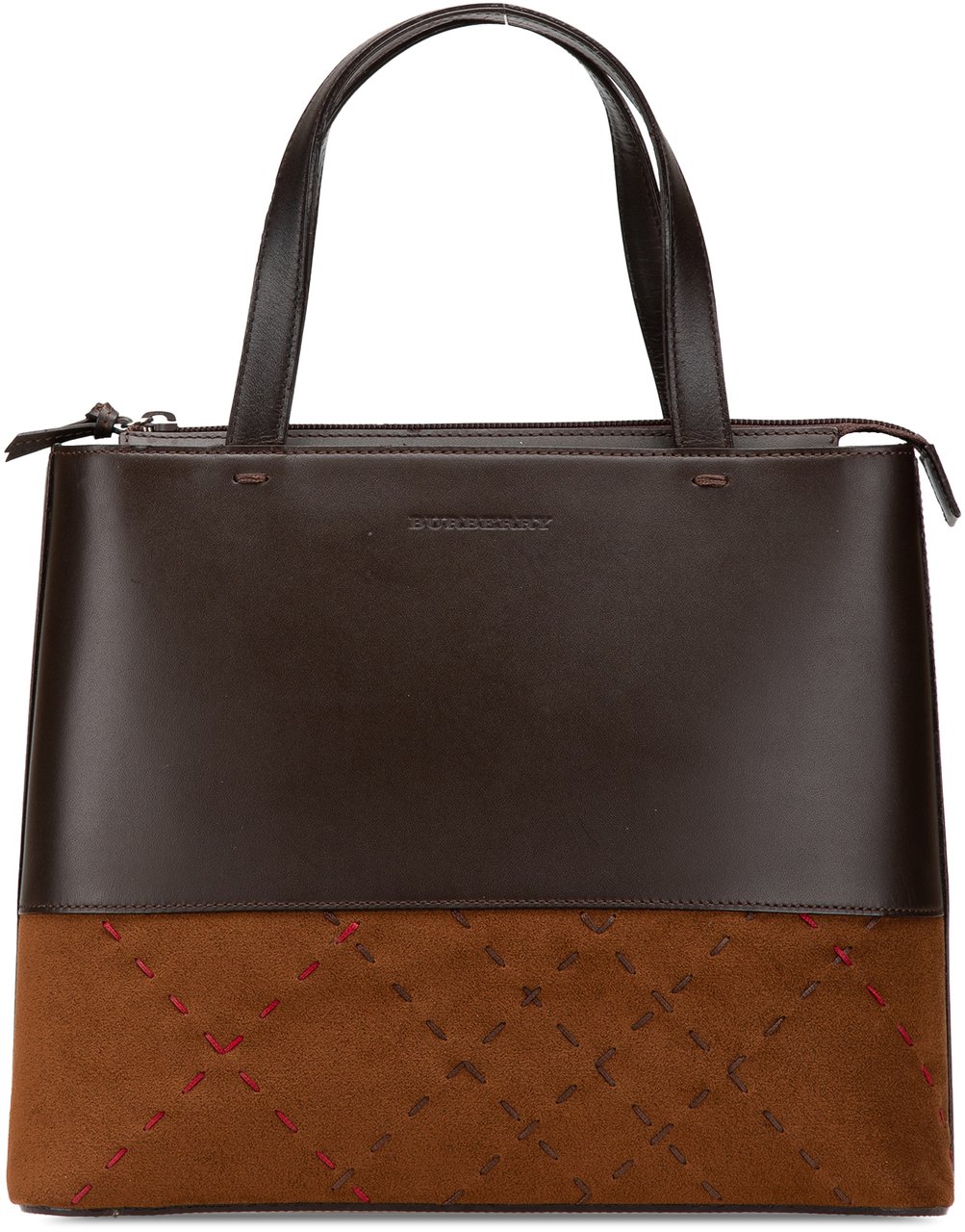 Burberry Leather and Suede Stitch Tote Bruin