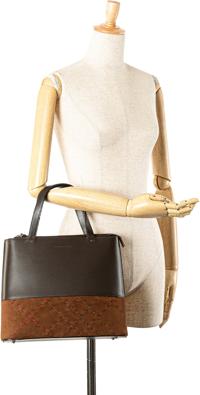 Burberry Leather and Suede Stitch Tote Bruin
