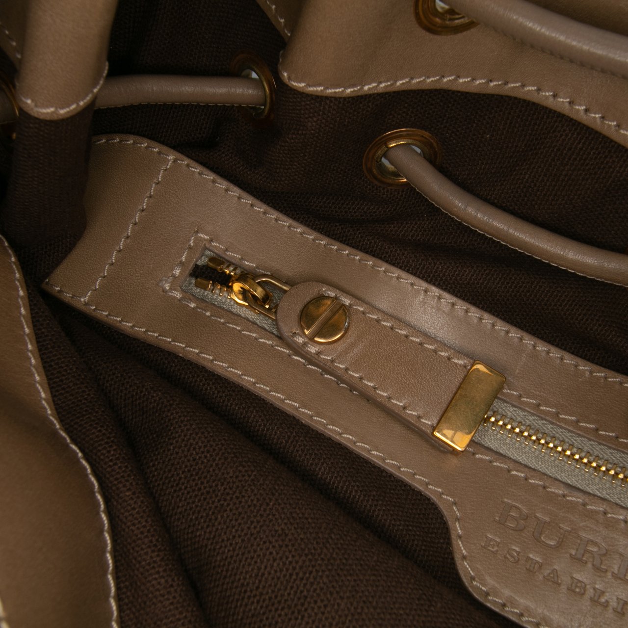 Burberry Small Leather and Mega Nova Check Canvas Warrior Hobo Bruin
