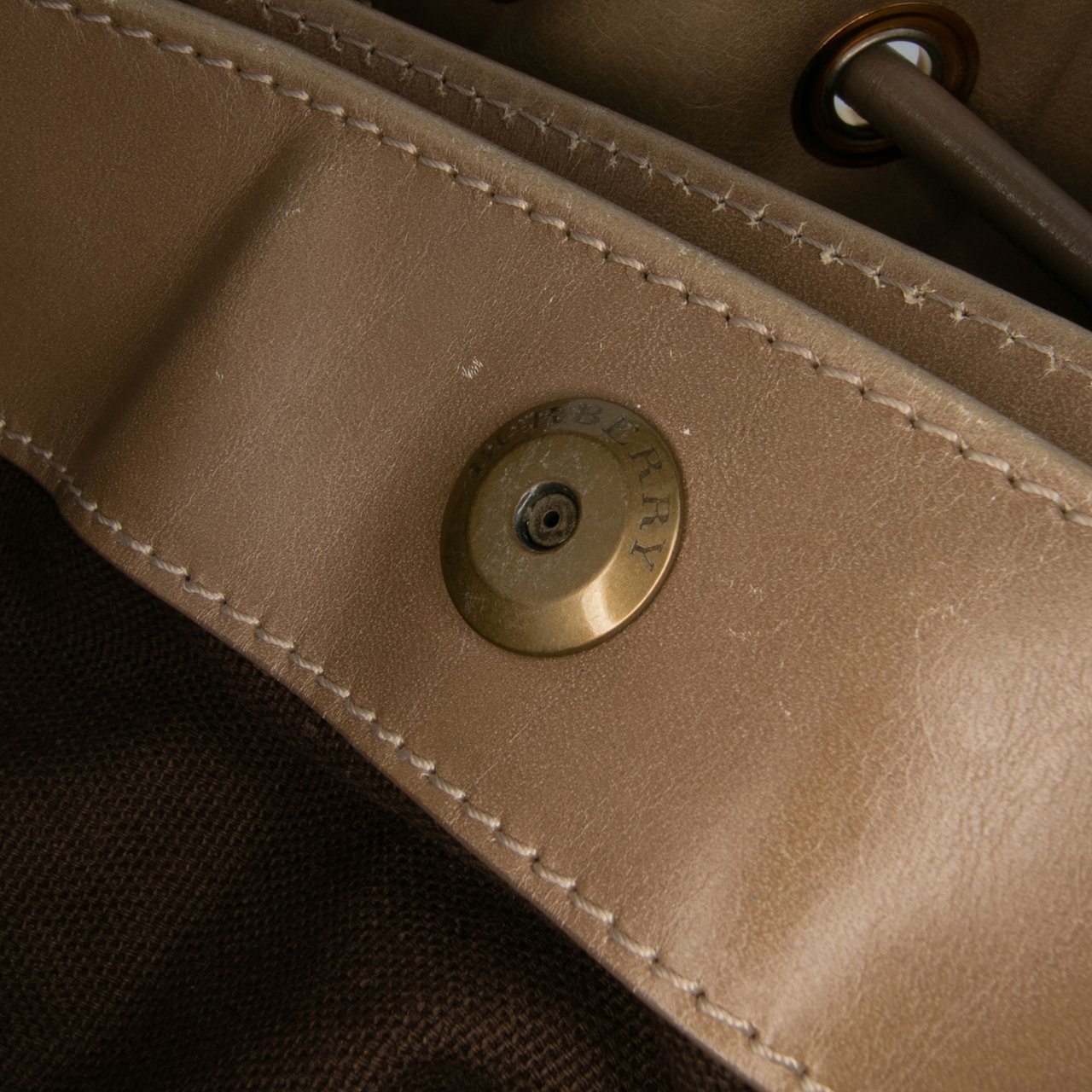 Burberry Small Leather and Mega Nova Check Canvas Warrior Hobo Bruin