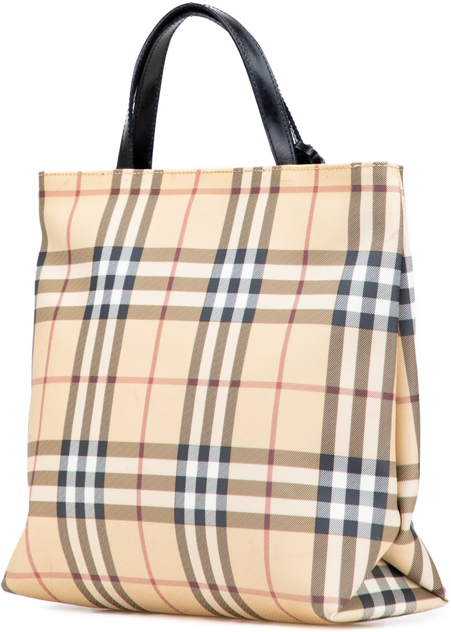 Burberry House Check Coated Canvas Tote Bruin