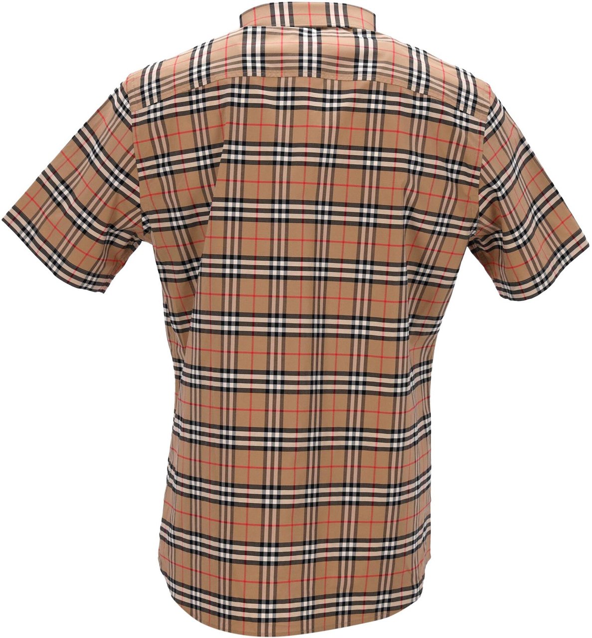 Burberry Short-Sleeved Checked Shirt With Classic Collar And Curved Hem Neutraal