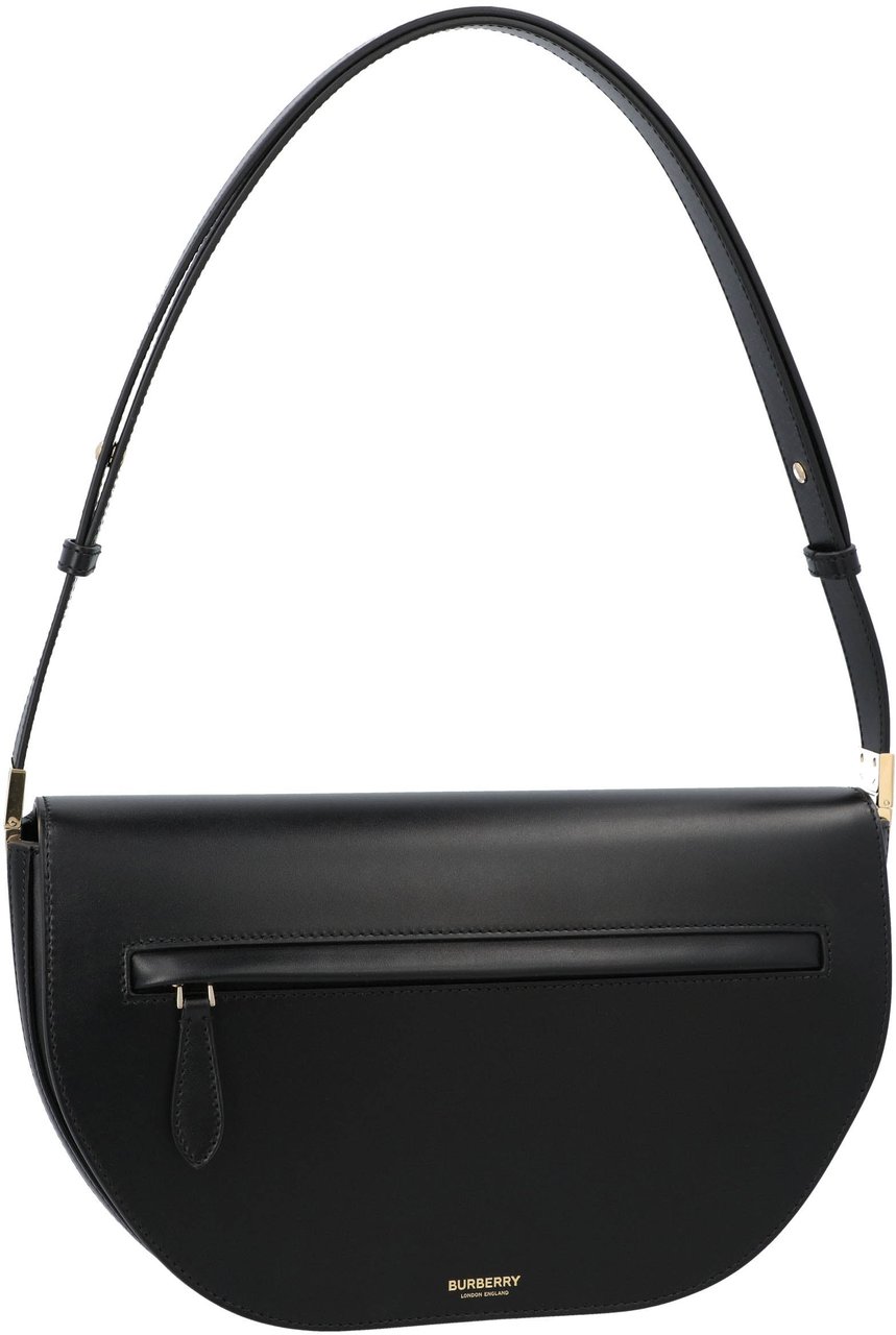 Burberry Medium Olympia Shoulder Bag With Silver-Tone Hardware Zwart