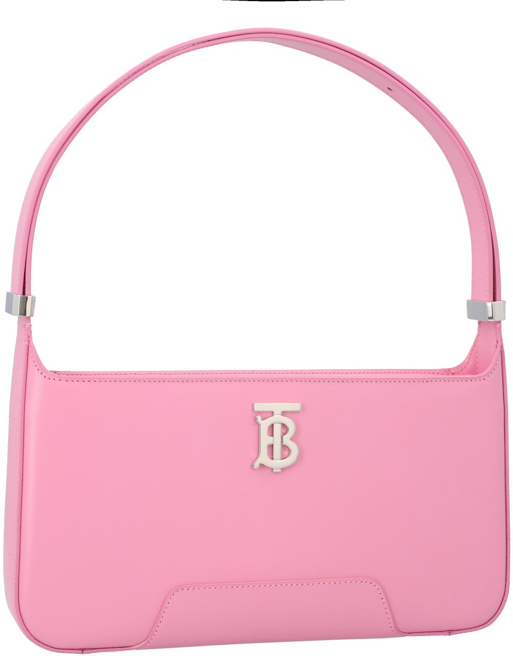 Burberry Compact Pink Calfskin Shoulder Bag With Prominent Logo Roze