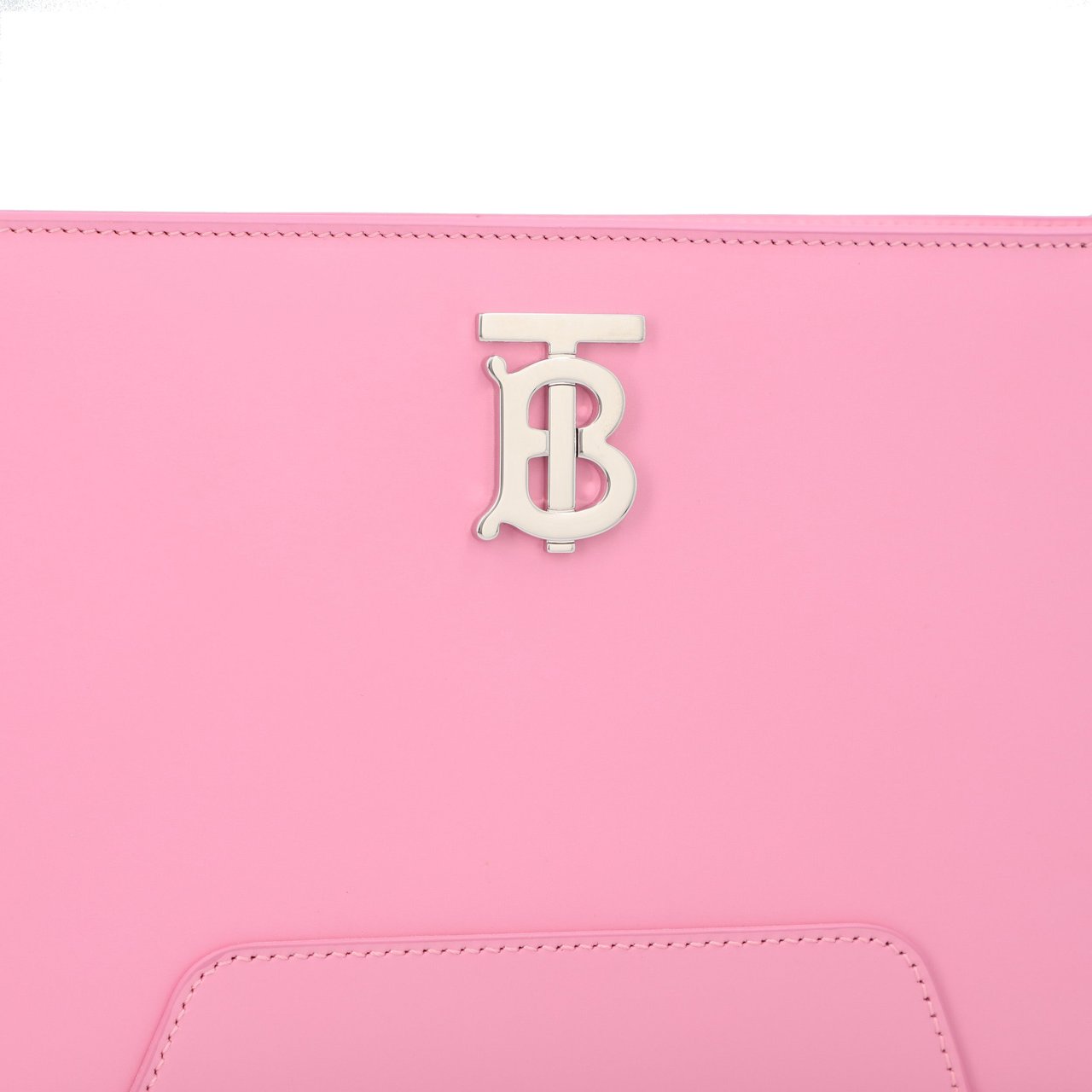 Burberry Compact Pink Calfskin Shoulder Bag With Prominent Logo Roze
