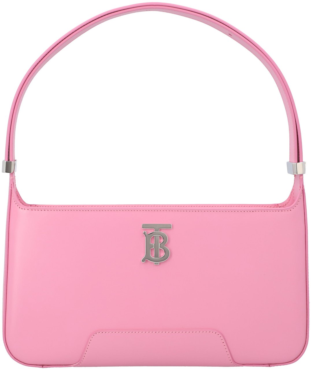 Burberry Compact Pink Calfskin Shoulder Bag With Prominent Logo Roze