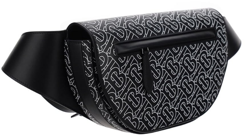 Burberry Polished Black Calf Grain Leather Bag Grijs