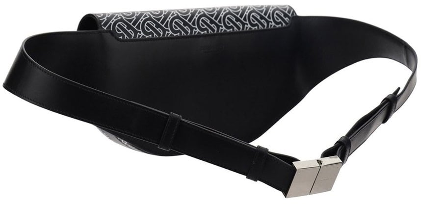 Burberry Polished Black Calf Grain Leather Bag Grijs