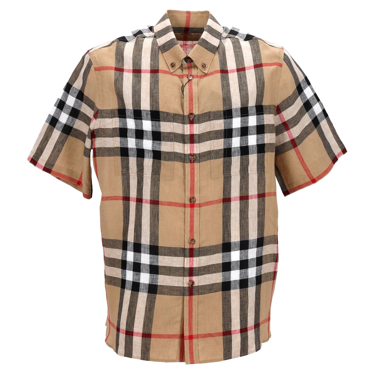 Burberry Short-Sleeved Checked Shirt With Chest Pockets Roze