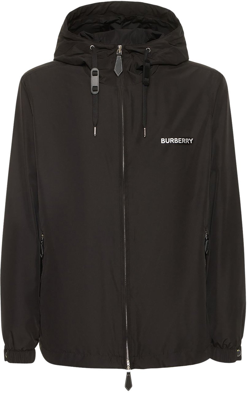Burberry Black windbreaker with adjustable hood Zwart