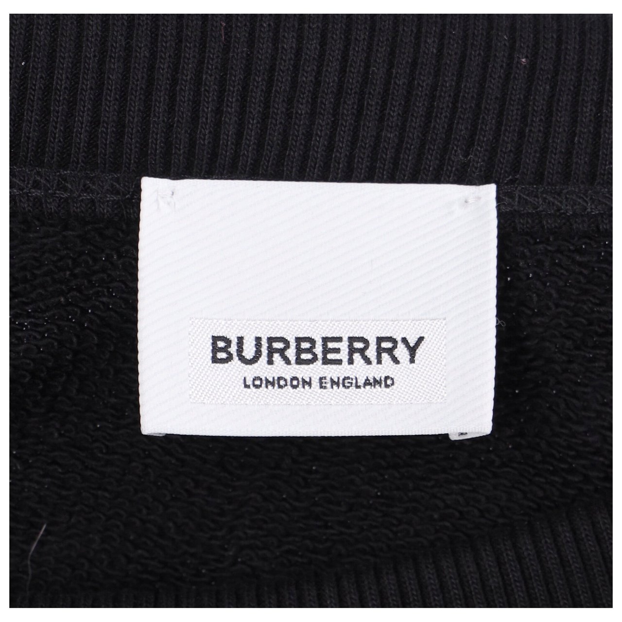 Burberry Black Sweatshirt With Bold Logo Print And Ribbed Detailing Zwart