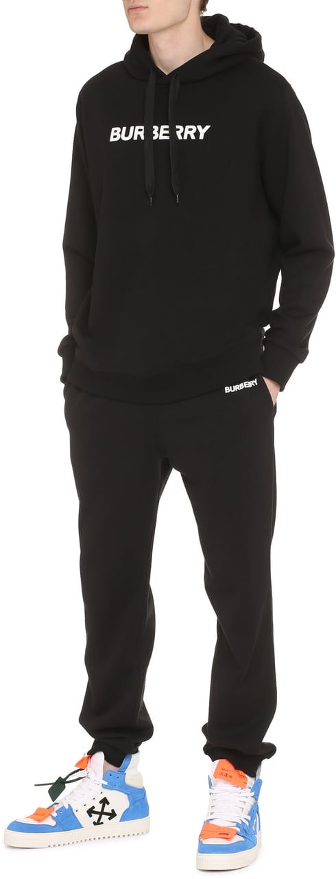 Burberry Logo cotton hoodie Zwart
