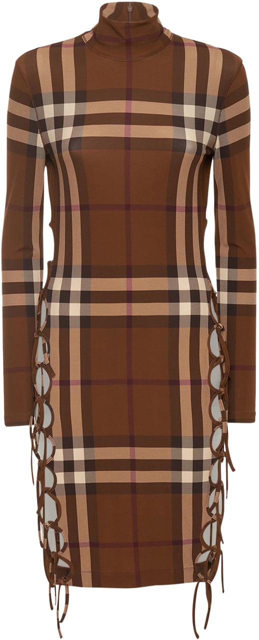 Burberry Elegant checkered dress in brown and beige Bruin