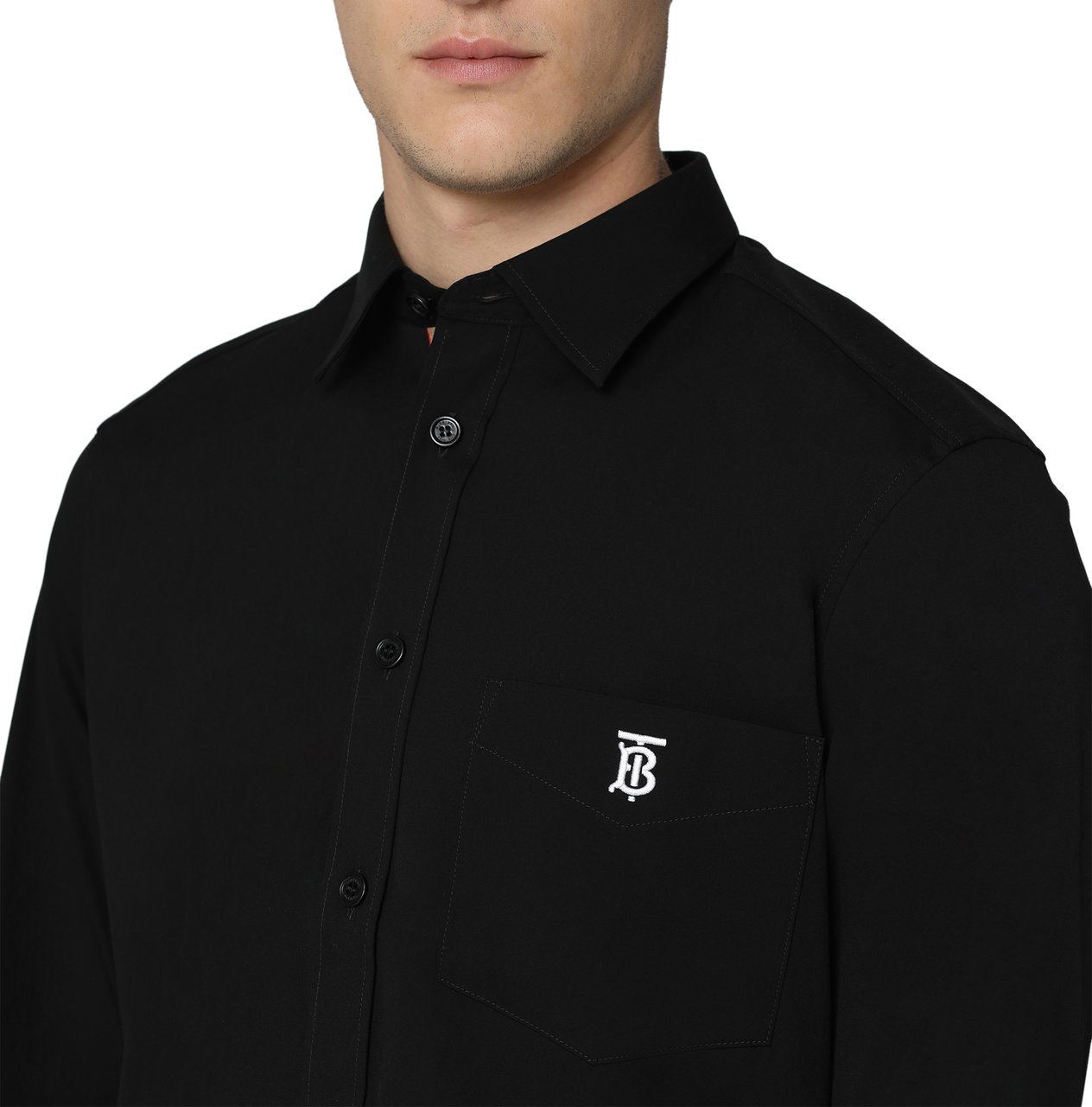 Burberry Stretch cotton shirt Zwart