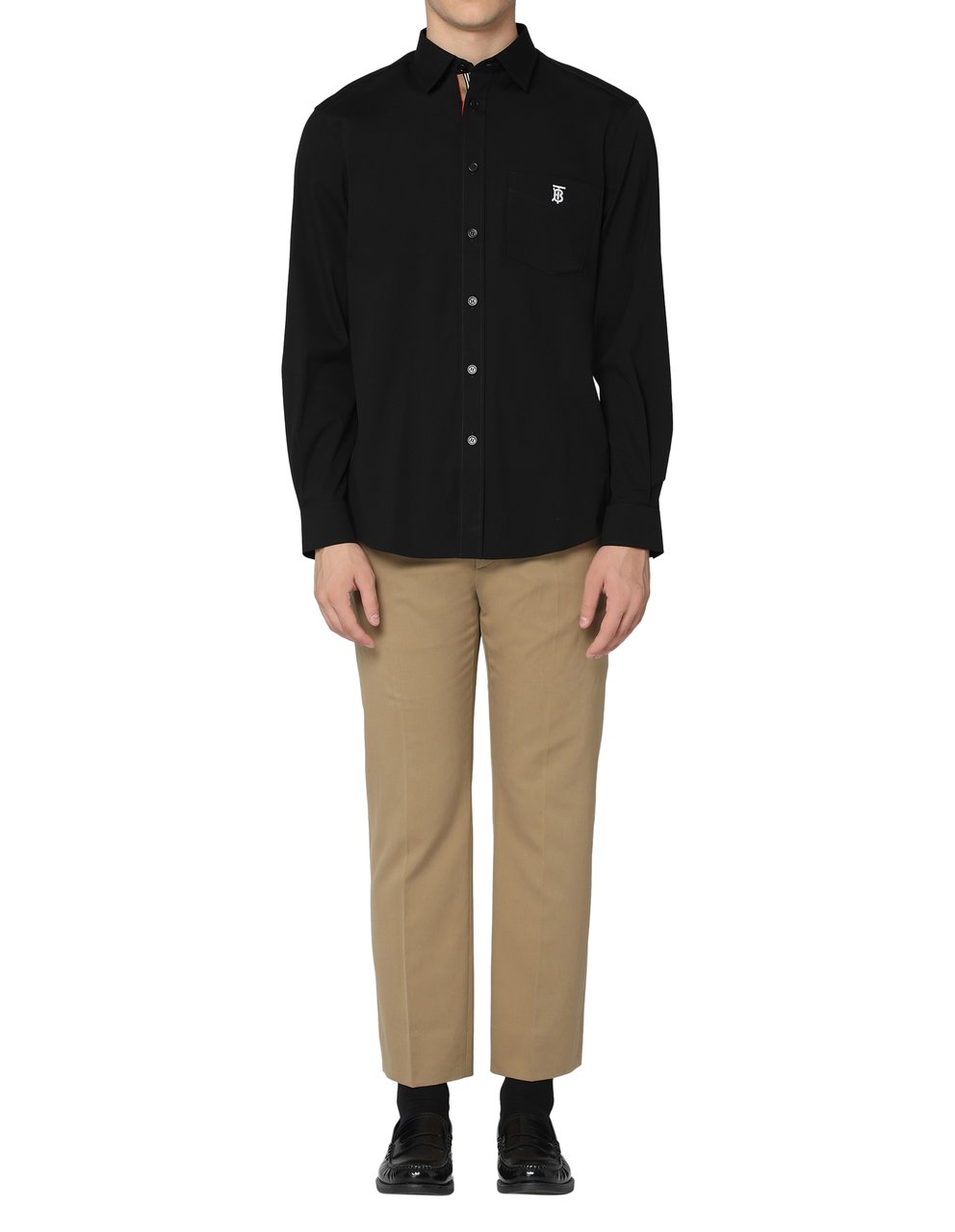 Burberry Stretch cotton shirt Zwart