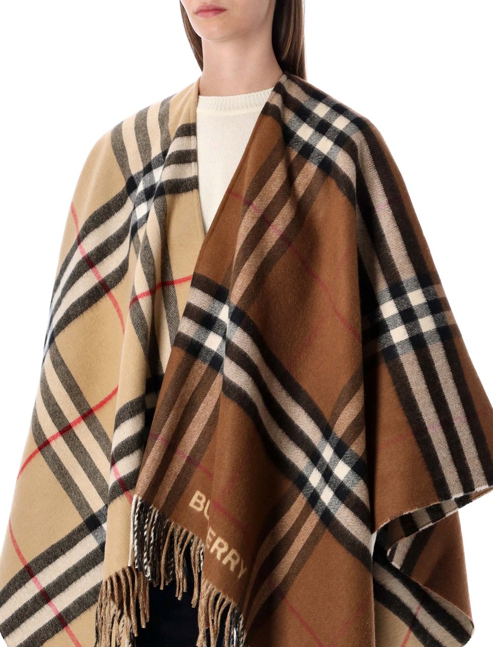 Burberry St Gnt Chk Cen Splt Cp Arc Begdrk Bir Brwn Bruin