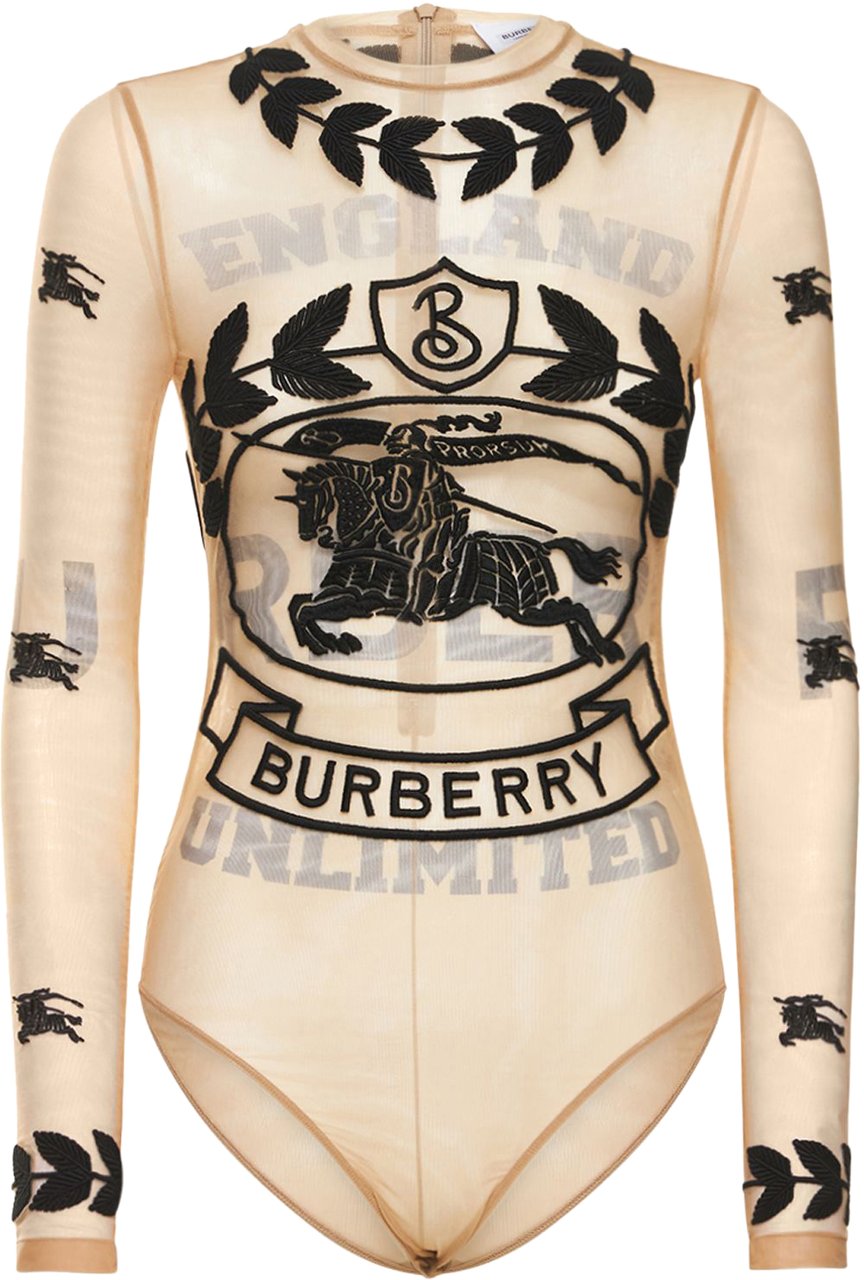 Burberry Long elasticized body with elegant graphic print Neutraal