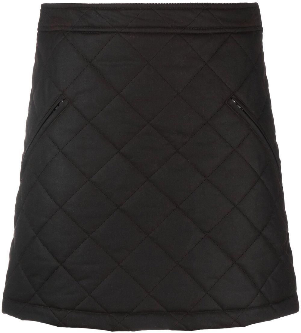 Burberry Casia Brown Waxed Cotton Mini Skirt Zwart