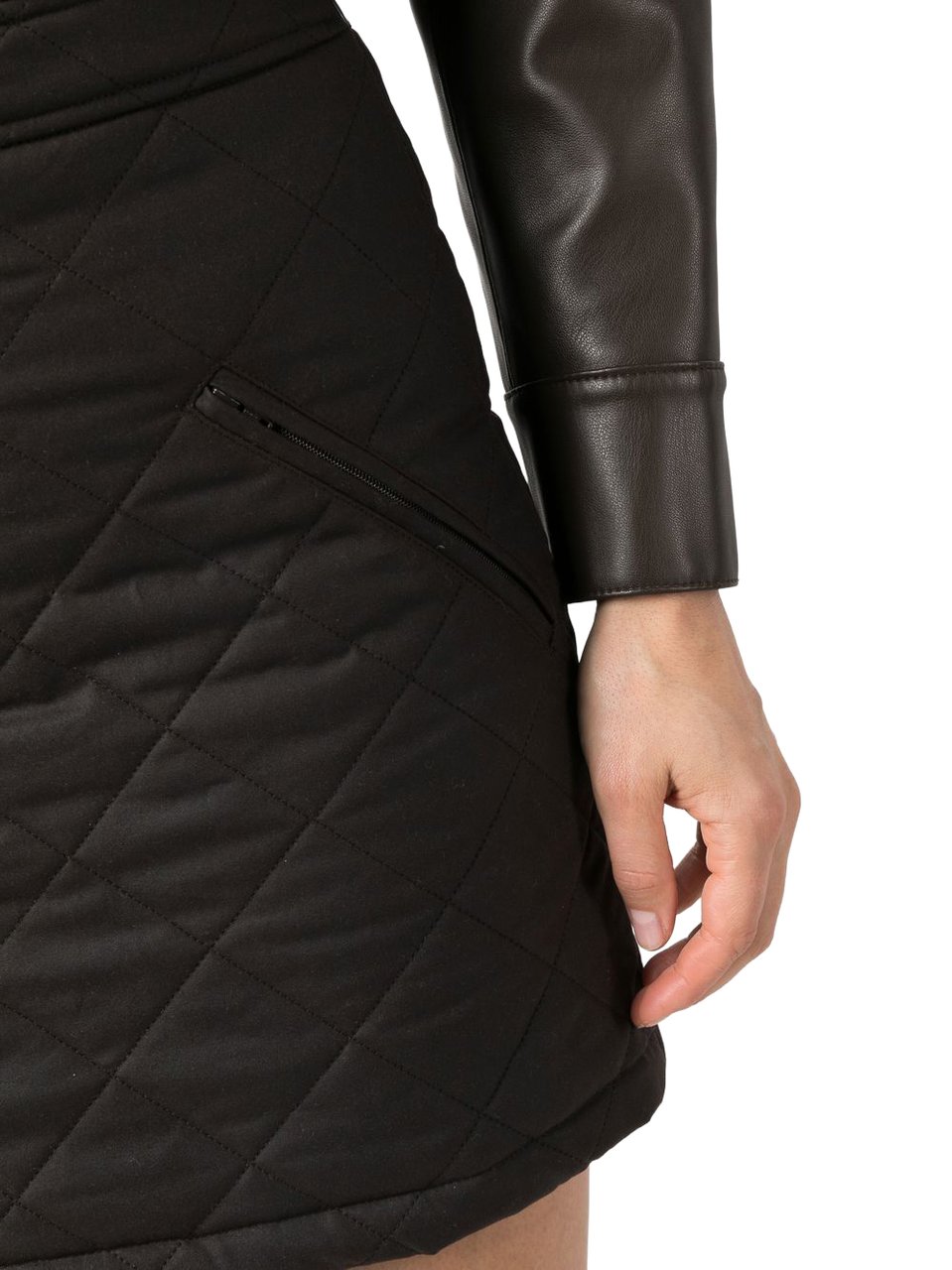 Burberry Casia Brown Waxed Cotton Mini Skirt Zwart