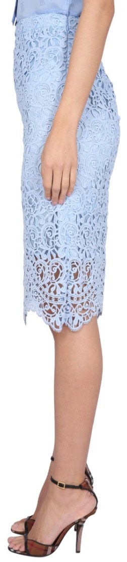 Burberry Elegant Lace Midi Skirt Blauw