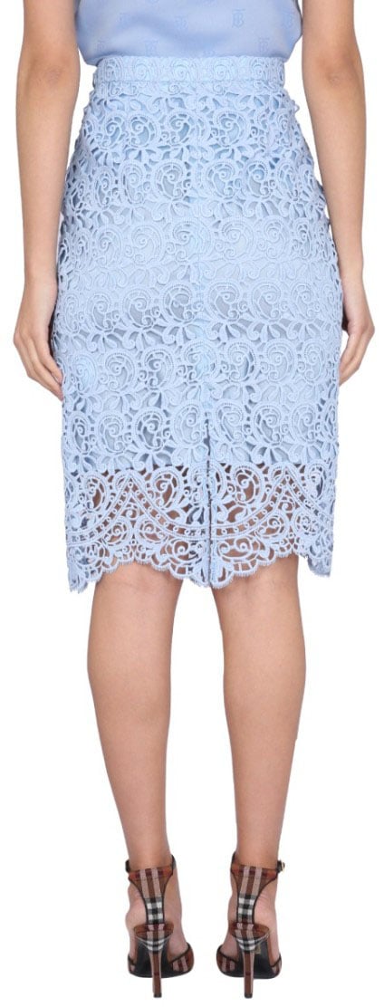 Burberry Elegant Lace Midi Skirt Blauw