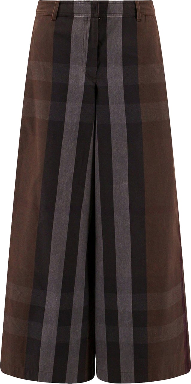 Burberry Burberry Checked Wide Leg Canvas Pants Bruin