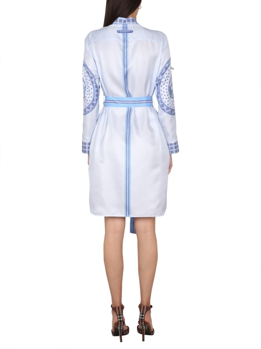 Burberry Silk Chemisier Dress With Concealed Button Closure Blauw