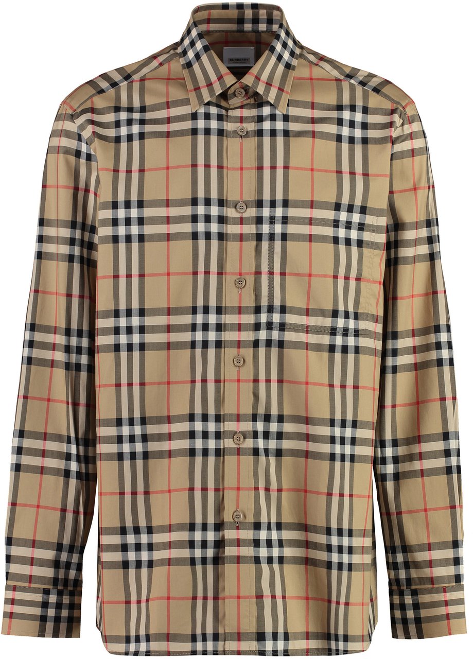 Burberry Check print cotton shirt Beige