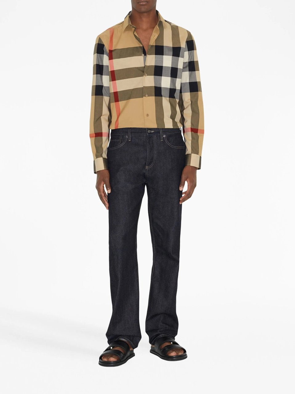 Burberry Multi-Color Check Pattern Slim Shirt Bruin