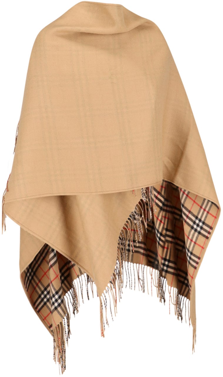 Burberry Reversible Merino Wool Mantle with Asymmetrical Hem Neutraal