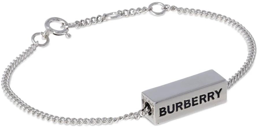 Burberry Engraved Bar Logo Chain Bracelet Zilver