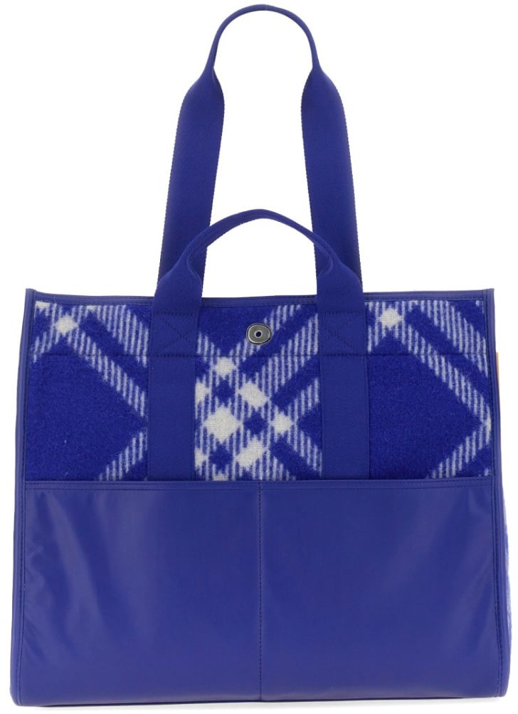 Burberry Plaid Wool Shopper Bag Blauw
