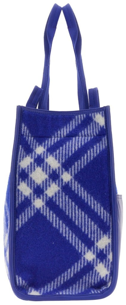 Burberry Plaid Wool Shopper Bag Blauw