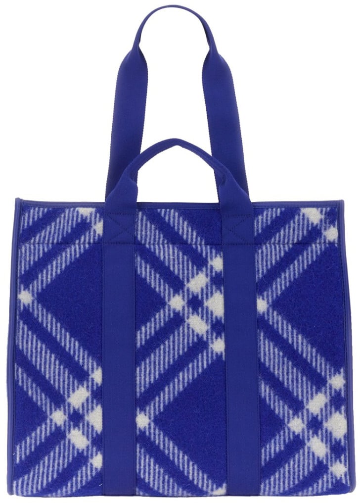 Burberry Plaid Wool Shopper Bag Blauw