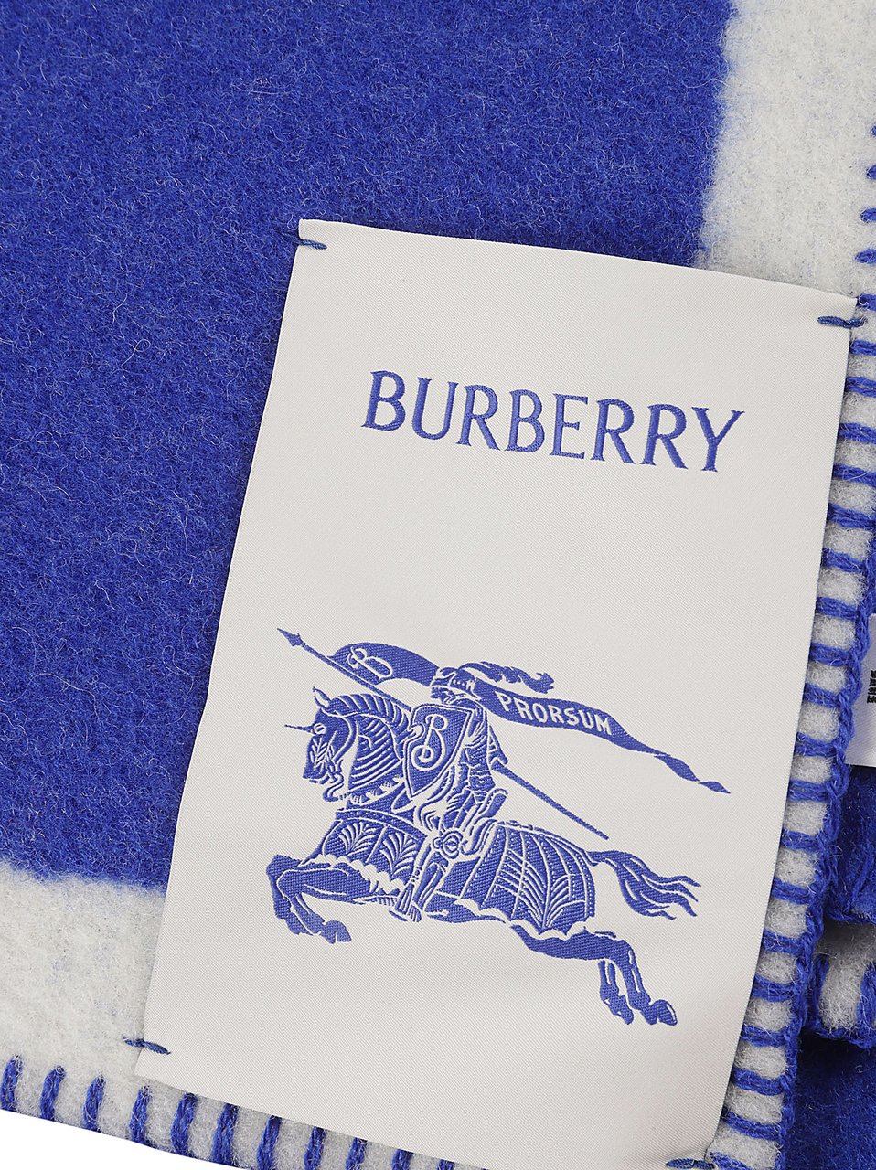 Burberry Wool Scarf With Bold Blue Wit