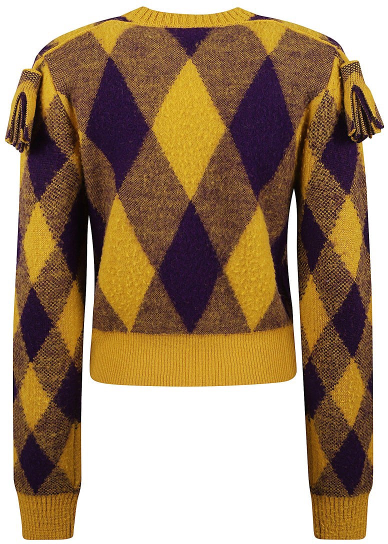 Burberry Cropped Argyle Pattern Sweater Divers