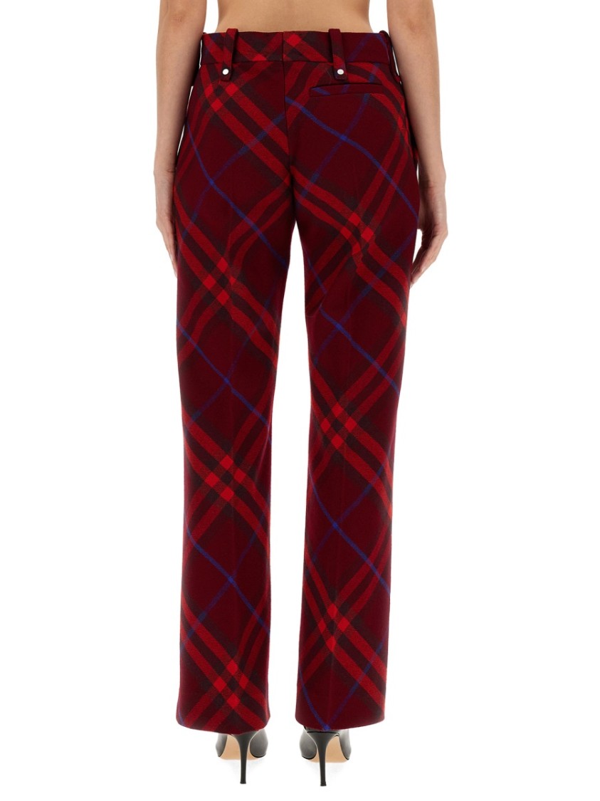 Burberry Plaid Wool Pants With High Waist And Straight Legs Divers