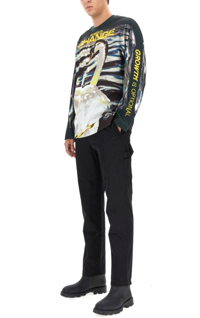 Burberry Swan Print T-Shirt Zwart
