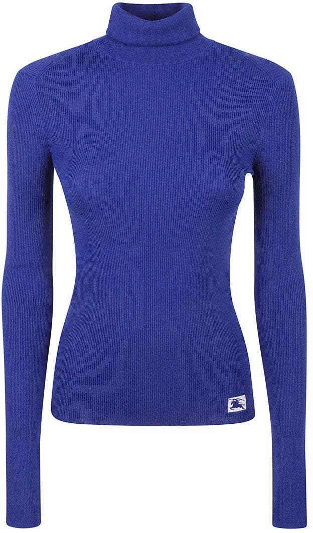 Burberry Fitted High Neck Sweater Blauw