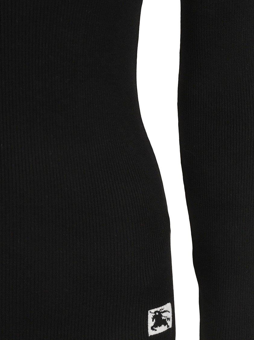 Burberry Fitted Black Sweater With High Neck Zwart