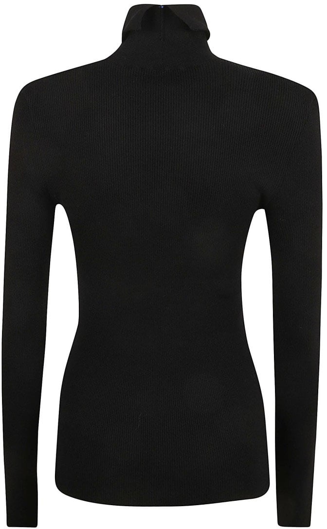 Burberry Fitted Black Sweater With High Neck Zwart