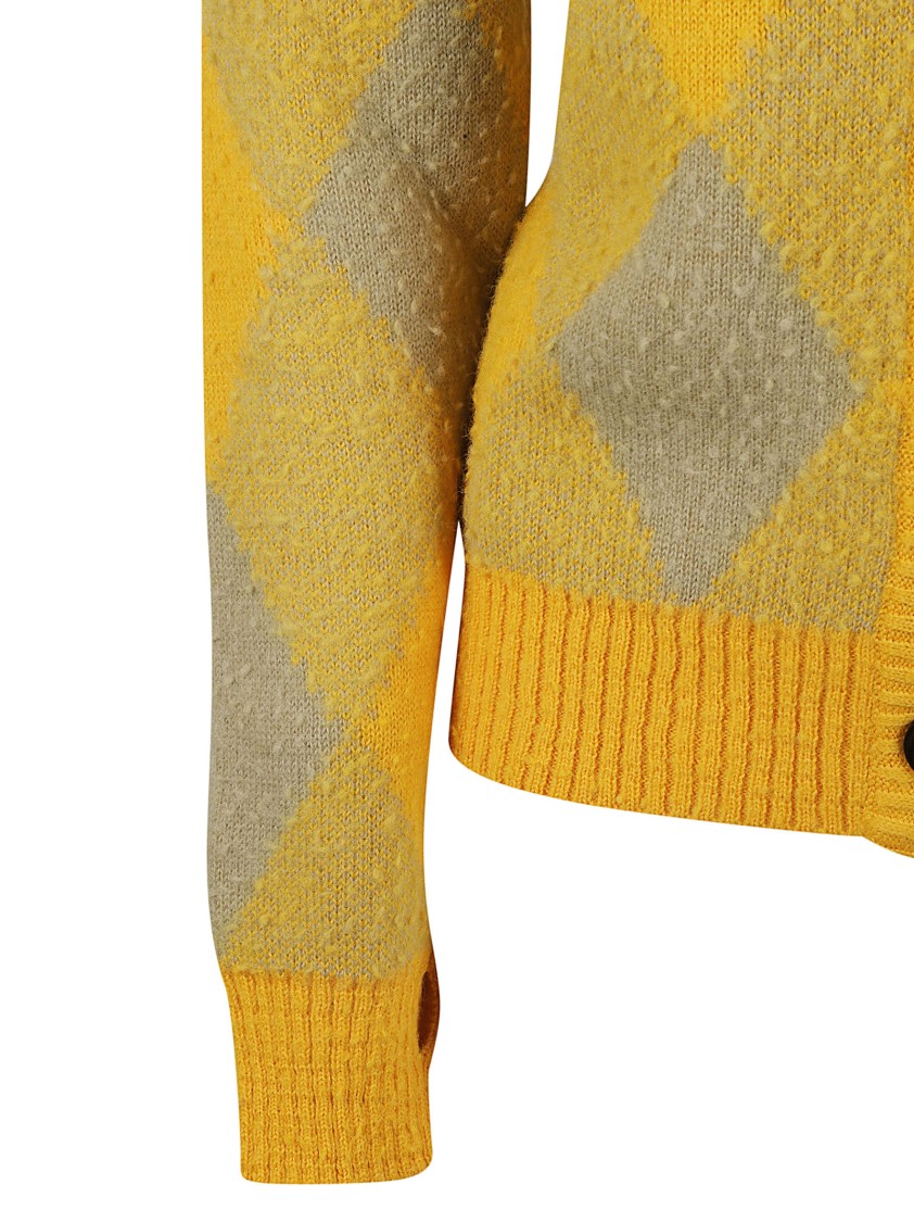 Burberry Argyle Patterned Wool Sweater Geel