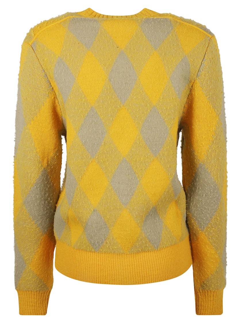 Burberry Argyle Patterned Wool Sweater Geel