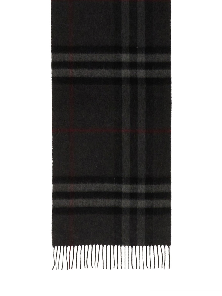 Burberry Neutrals Fringed Edges Cashmere Scarf Grijs