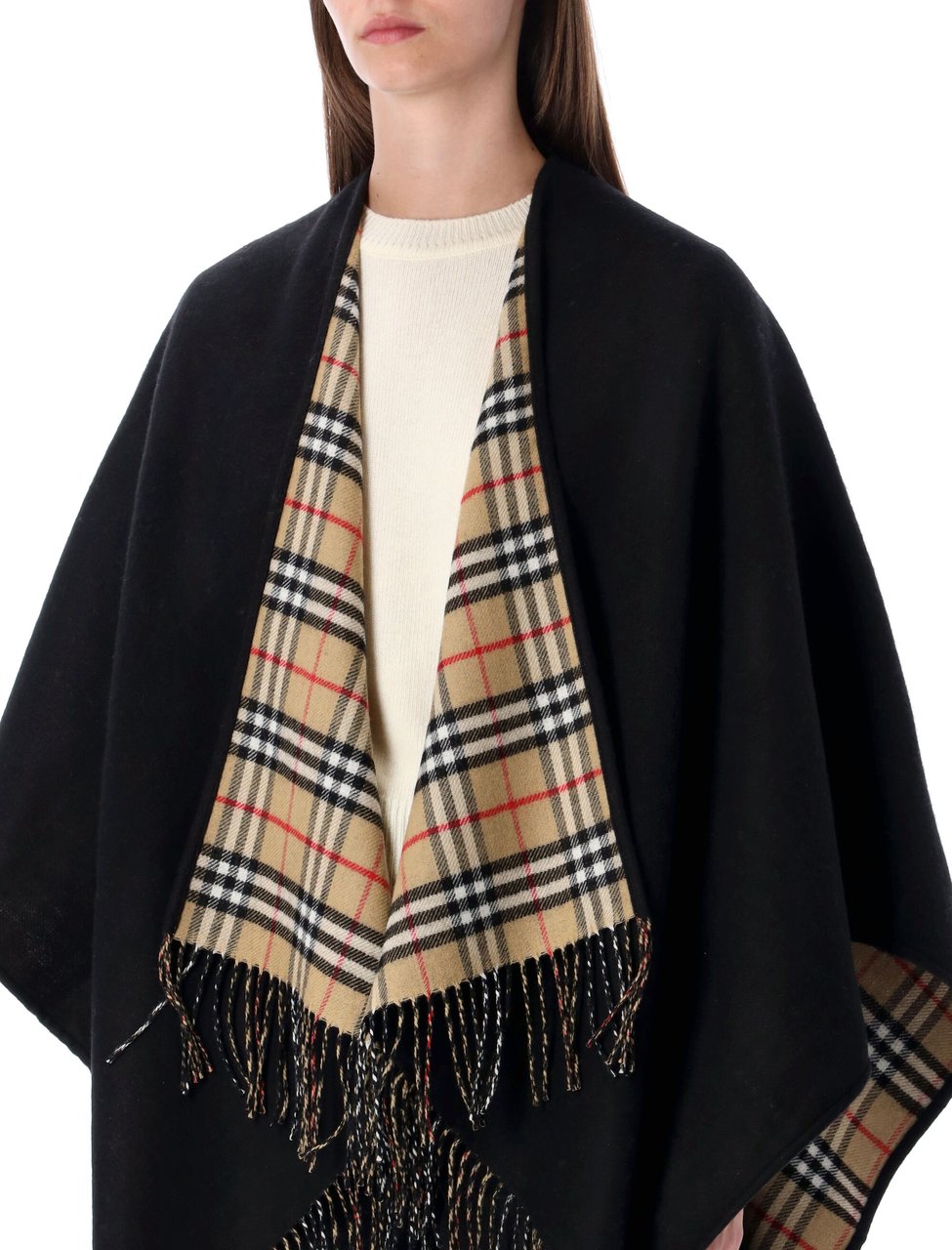 Burberry St Sld To Vtg Chk Cp Nero Zwart