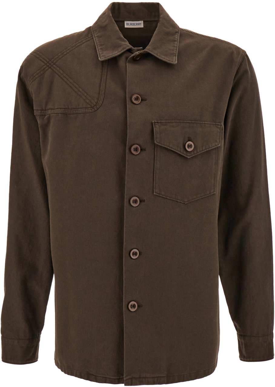 Burberry Burberry Military green cotton shirt Groen