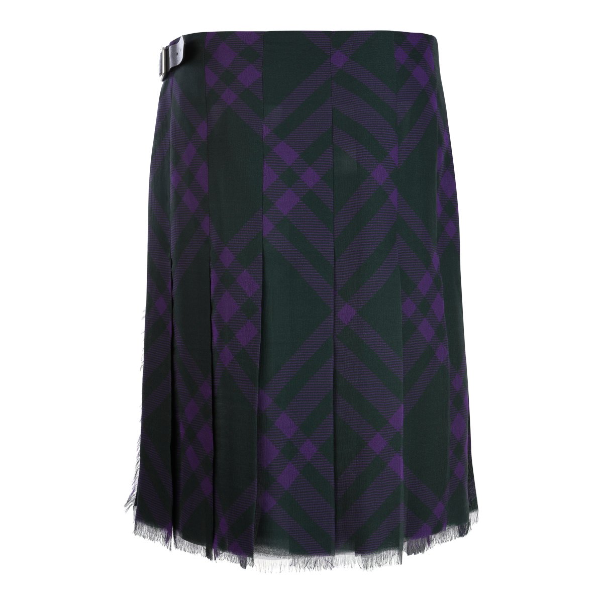 Burberry Deep Royal Vintage Check Wool Midi Skirt Zwart
