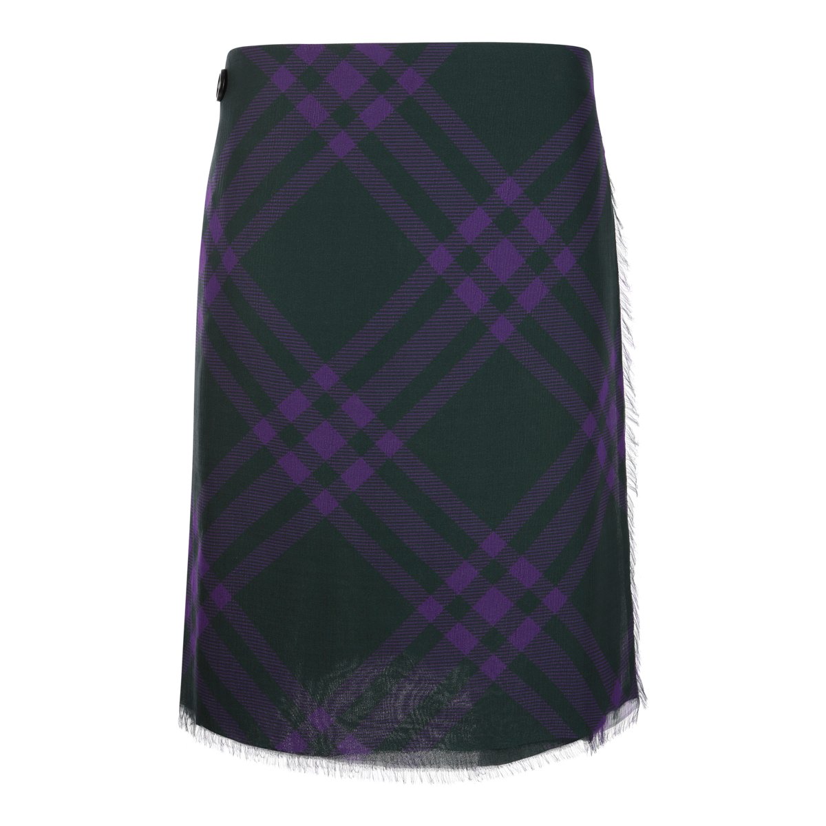 Burberry Deep Royal Vintage Check Wool Midi Skirt Zwart