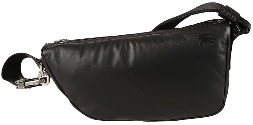 Burberry Smooth Leather Shoulder Bag With Design Zwart